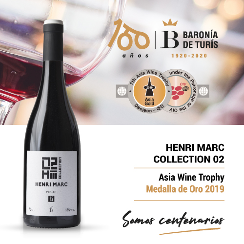 Vino tinto monovarietal Henri Marc 02 Merlot Oro Asia Wine Trophy 2019