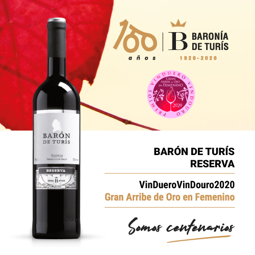 Vino tinto reserva Baronía de Turís Gran Arribe de Oro en Femenino Vinduero 2020